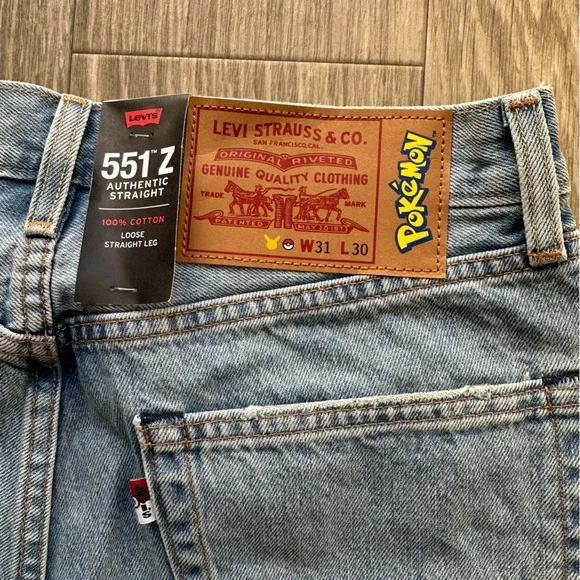 Levi's x Pokemon 551 Z Men's AUTHENTIC STRAIGHT Jeans Pikachu